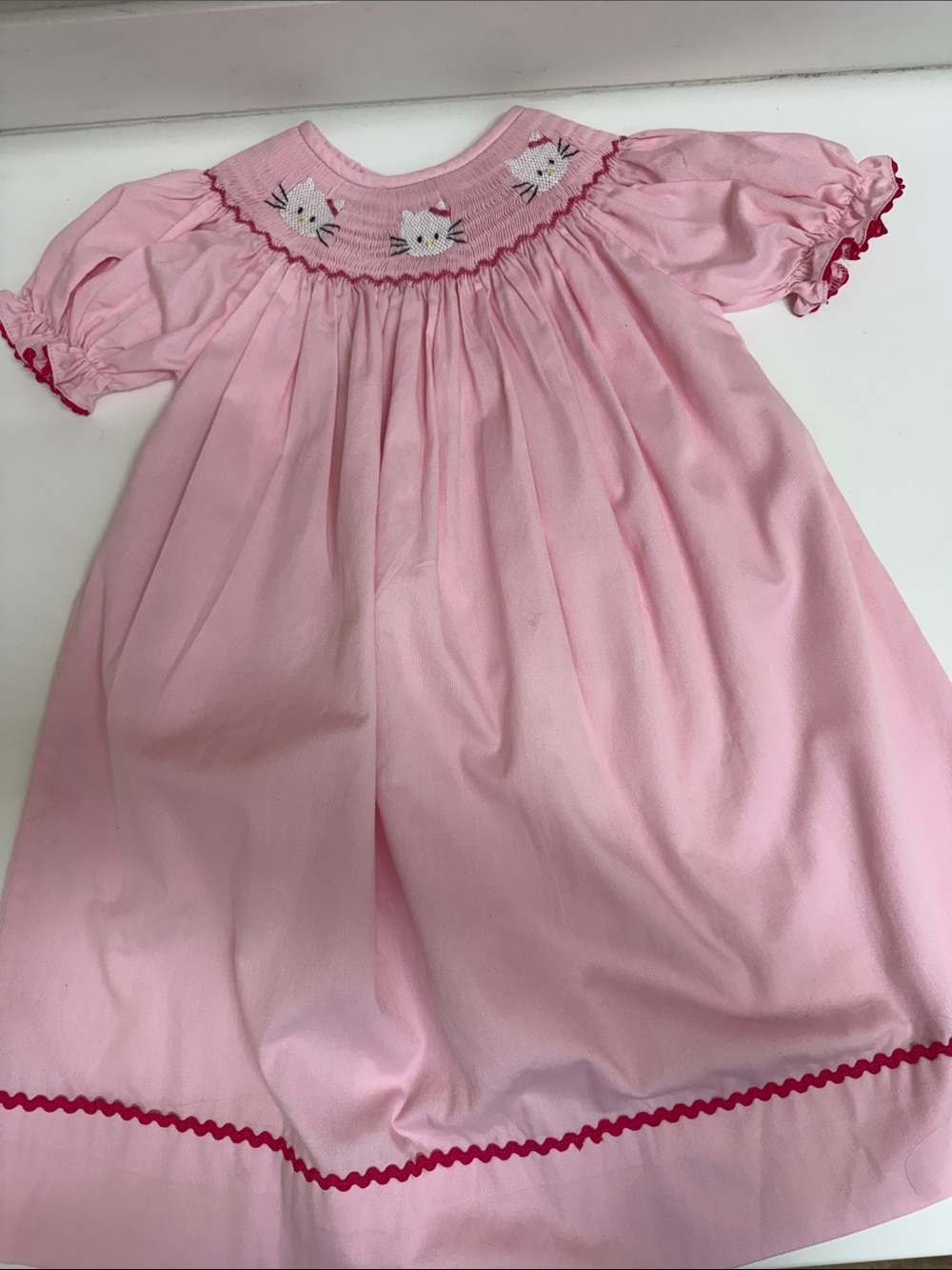 Beautiful Pink Smocked Hello Kitty Little Girls Dress!!!